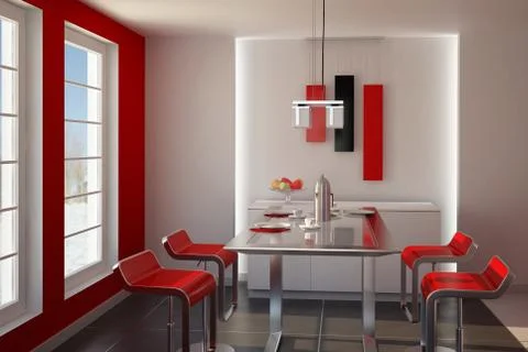 Red dining area inside Stock Illustration