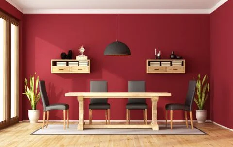Red dining room Illustrazione stock
