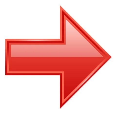 Red direction pointer with triangular arrowhead. Glossy icon Ilustración de archivo