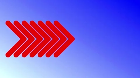 Red directional arrows pointing right against a gradient blue background. Stock Footage 306375236
