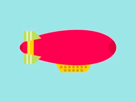 Red dirigible on a sky background. Airship isolated. Vector illustration Stock Illustration