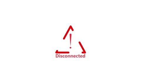 Red disconnected symbol with exclamation mark and arrows on white backgroun.. Stock Footage 340123623