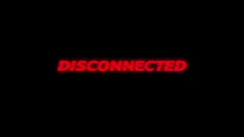 Red disconnected text warning message on black background Stock Footage 340636420