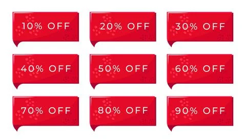Red discount banners set Stock Illustration
