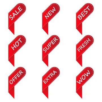 Red discount label with shadow Stock Illustration