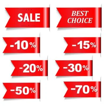 Red discount ribbons Stock Illustration