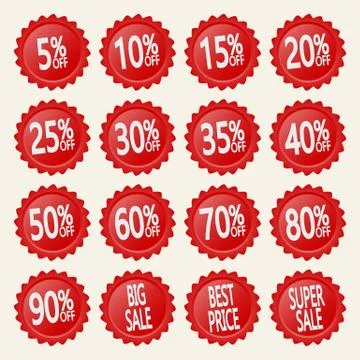 Red discount stickers Stock Illustration