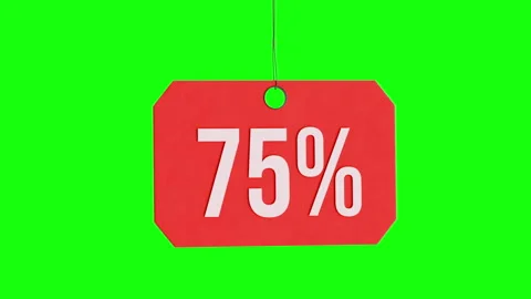 Red Discount Tag With 75% off Displayed Against Bright Green Background Stock Footage 318167022