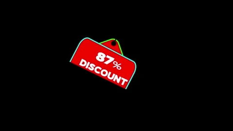 Red discount tag with eighty seven percent off Stock Footage 328387777