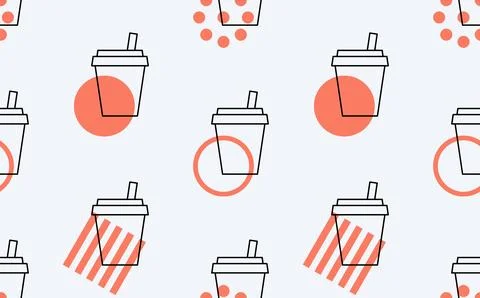 Red disposable cup seamless pattern Stock Illustration