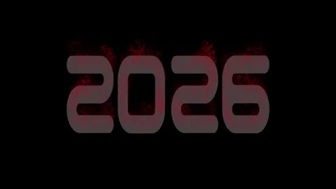 Red dissolve text 2026 animated background with festive new year celebration Stock Footage 321944985