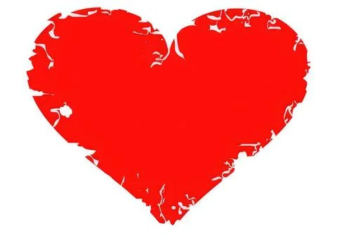 Red distressed heart shape symbol in grunge style Stock Illustration