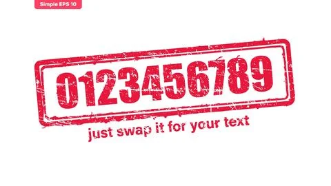 Red Distressed Number Stamp with Sample Instruction Text Vector Stock Illustration