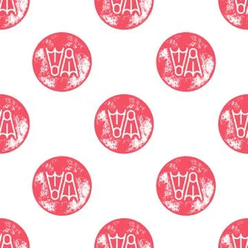 Red Diving Fins Pattern on White Background Stock Illustration