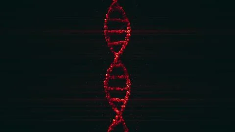 Red DNA molecule ball model with particles, 3D rendering Stockillustratie