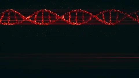 Red DNA molecule model and particles, loopable 3D animation Stock Footage 111472662