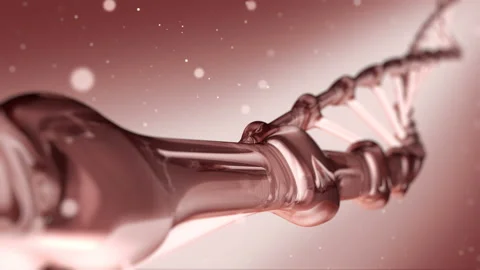 Red DNA spiral rotating Stock Footage 89863879