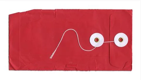 Red document envelope isolated on white Foto stock