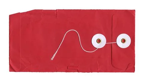 Red document envelope isolated on white Fotos Stock