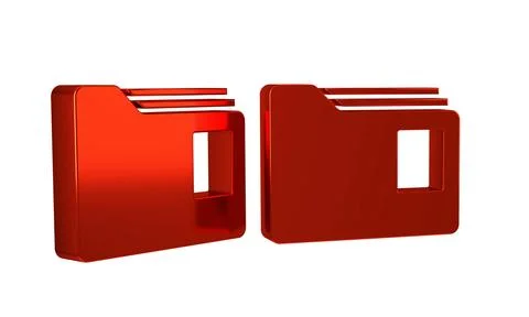 Red Document folder icon isolated on transparent background. Accounting bin.. Stock Illustration