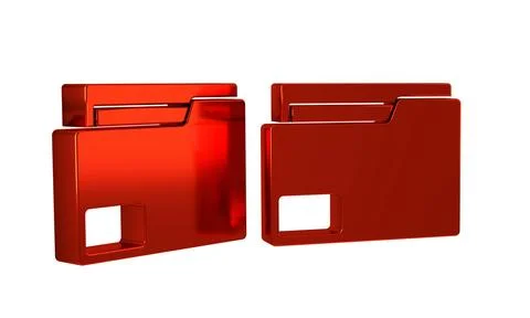 Red Document folder icon isolated on transparent background. Accounting bin.. Stock Illustration