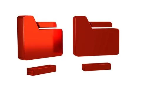 Red Document folder icon isolated on transparent background. Accounting bin.. Stock Illustration