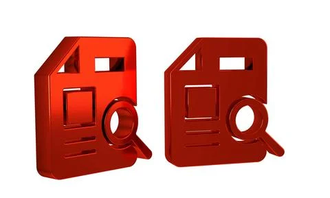 Red Document with graph chart icon isolated on transparent background. Repo.. Stock Illustration