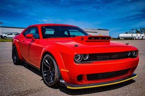 Red Dodge Challenger Hellcat Demon Stock Photos