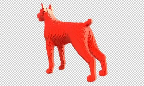 Red dog from plastic blocks on a transparent background. Stock Illustration