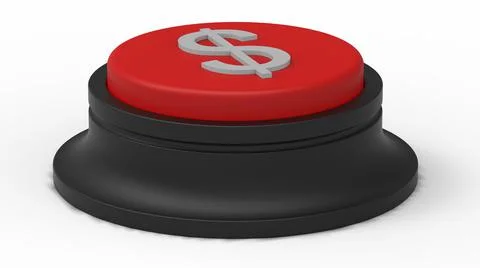 Red dollar money button isolated 3d illustration render Stock Illustration