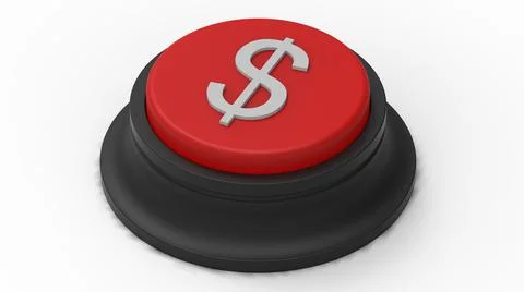 Red dollar money button isolated 3d illustration render Illustrazione stock
