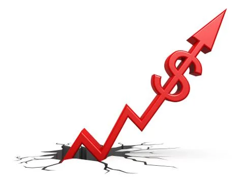 Red dollar out of ground 스톡 일러스트