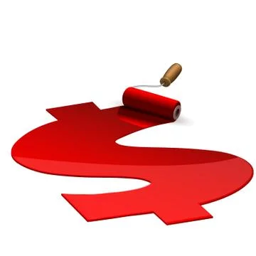 Red dollar with paint roller Stock Illustration