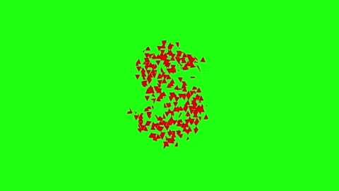 Red dollar sign explodes into small fragments over green screen background .. Vídeos de archivo 343551510