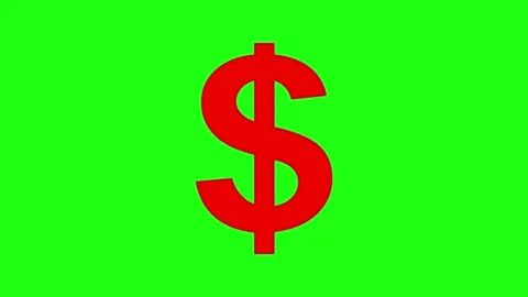 Red dollar sign icon spinning on bright chroma key background in high defin.. Vidéo 343551511