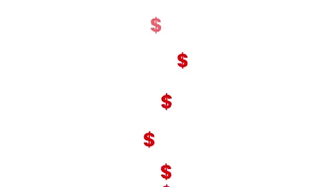 Red dollar symbols falling down against white background in smooth cinemati.. Stock Footage 329145117