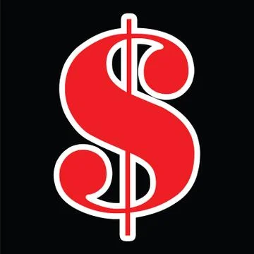 Red dollar vector on black background Stock Illustration