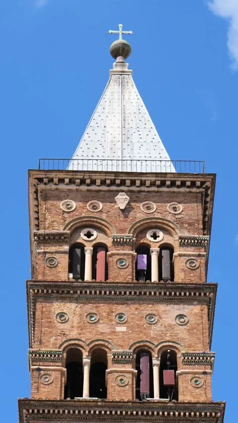 Red dome outer wall basilica papale di santa maria maggiore rome architectural Video stock 321252958