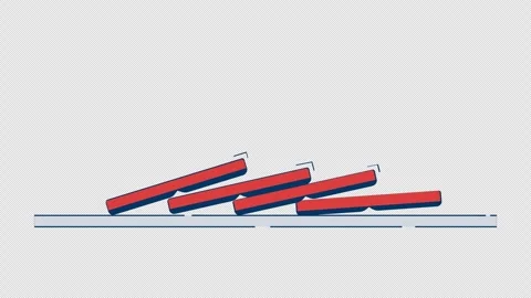 Red dominoes falling in sequence 2D object doodle animation Stock Footage 320612920