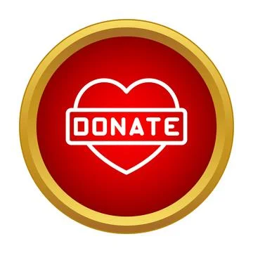 Red donate button with heart icon for charity Stock Illustration