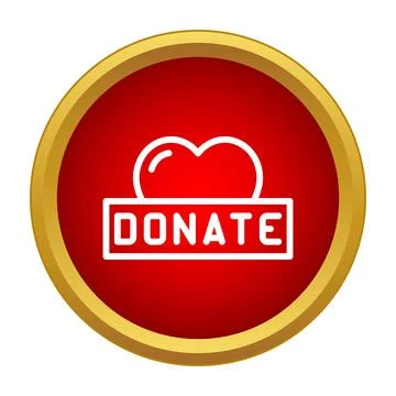 Red donate button with heart symbol Stockillustratie