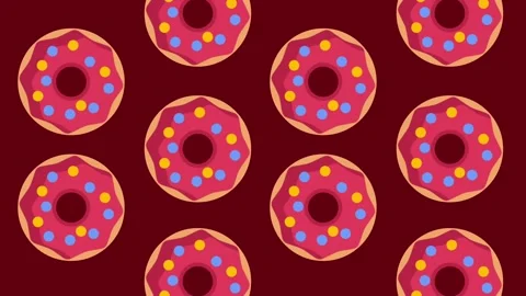 Red Donut Pattern on Deep Red Background Stock Footage 335637442