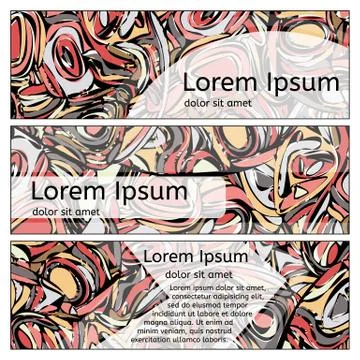 Red doodle banners. Illustrazione stock