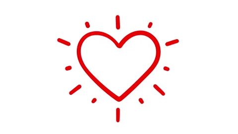 Red doodle heart outline, loopable animation on a white background Stock Footage 311105301