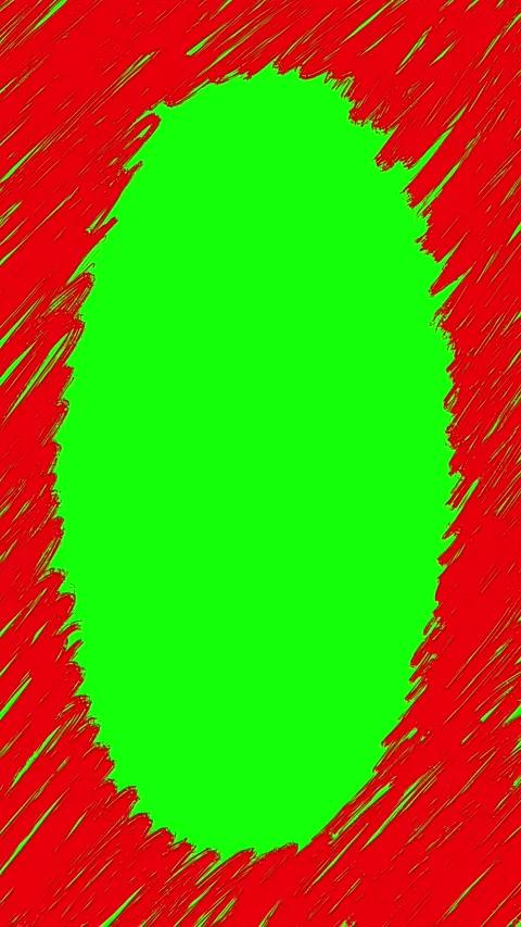 Red Doodle Sketch Oval Frame Loop Animation, Green Screen Stock Footage 339218210