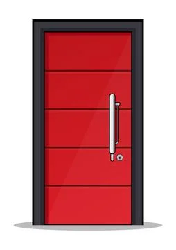 Red door isolated on white background Stock Illustration