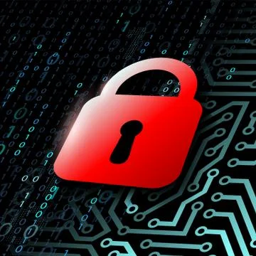 Red door lock. Illustrazione stock