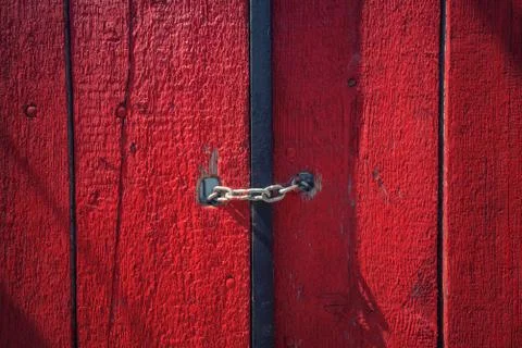 Red door with lock Stock Photos
