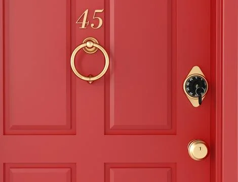Red door with locker Stock Illustration