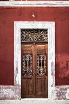 Red door in Merida. Stock Photos